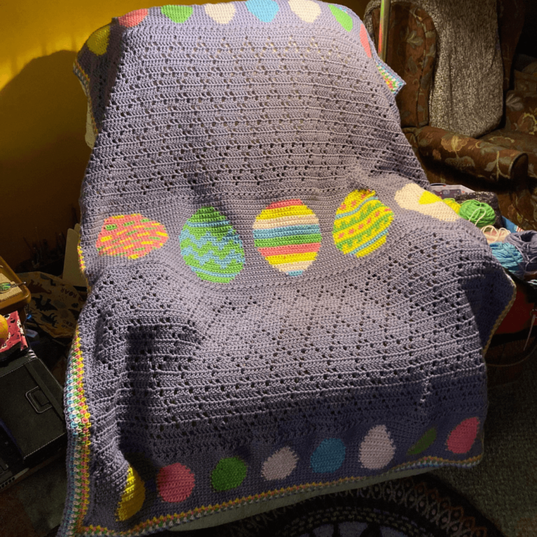 Crocheted Easter egg blanket