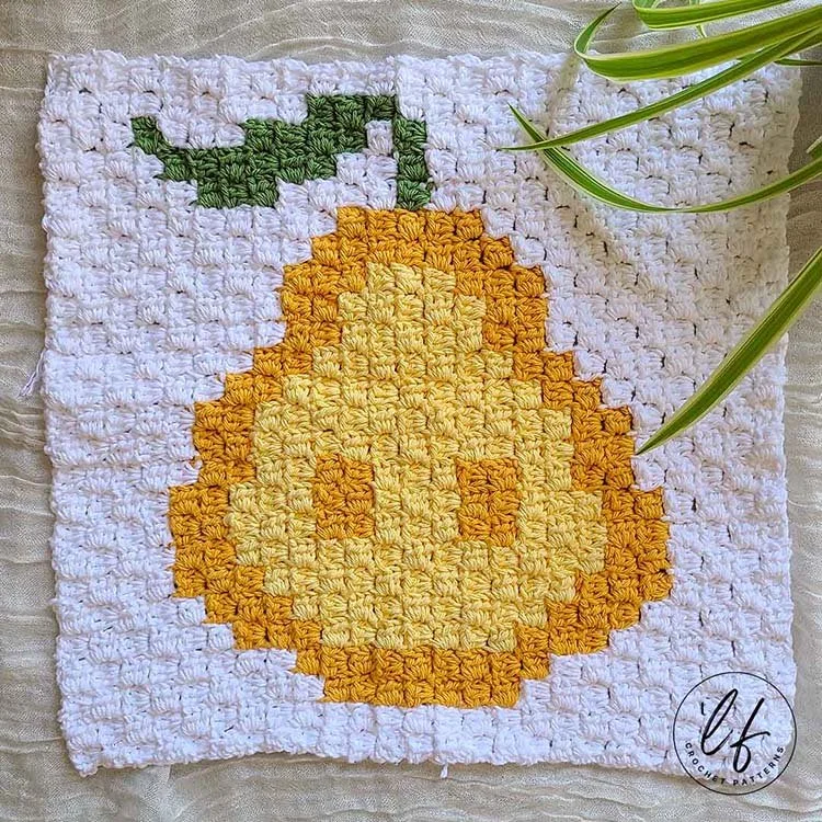 Crocheted yellow pear square