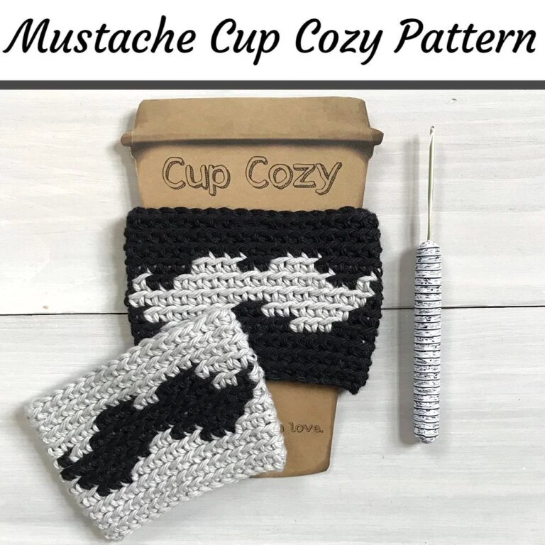 Crochet mustache cup cozy pattern