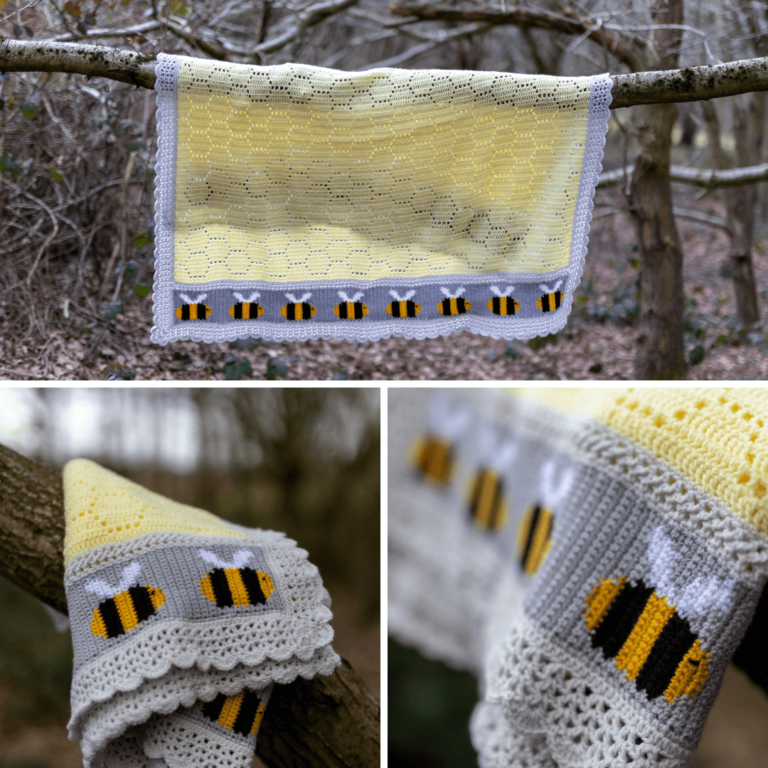 Crochet baby blanket bees