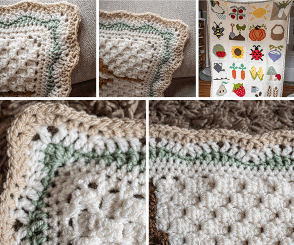Garden themed crochet blanket