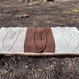 Crocheted deer head blanket