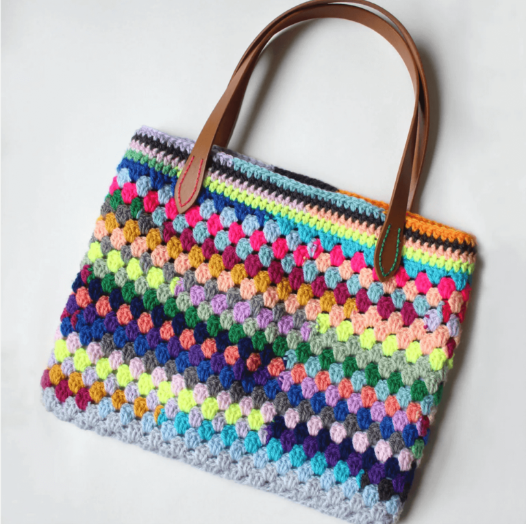 Vibrant crochet granny square bag