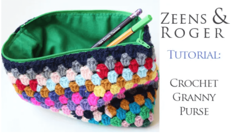 Crochet granny square purse