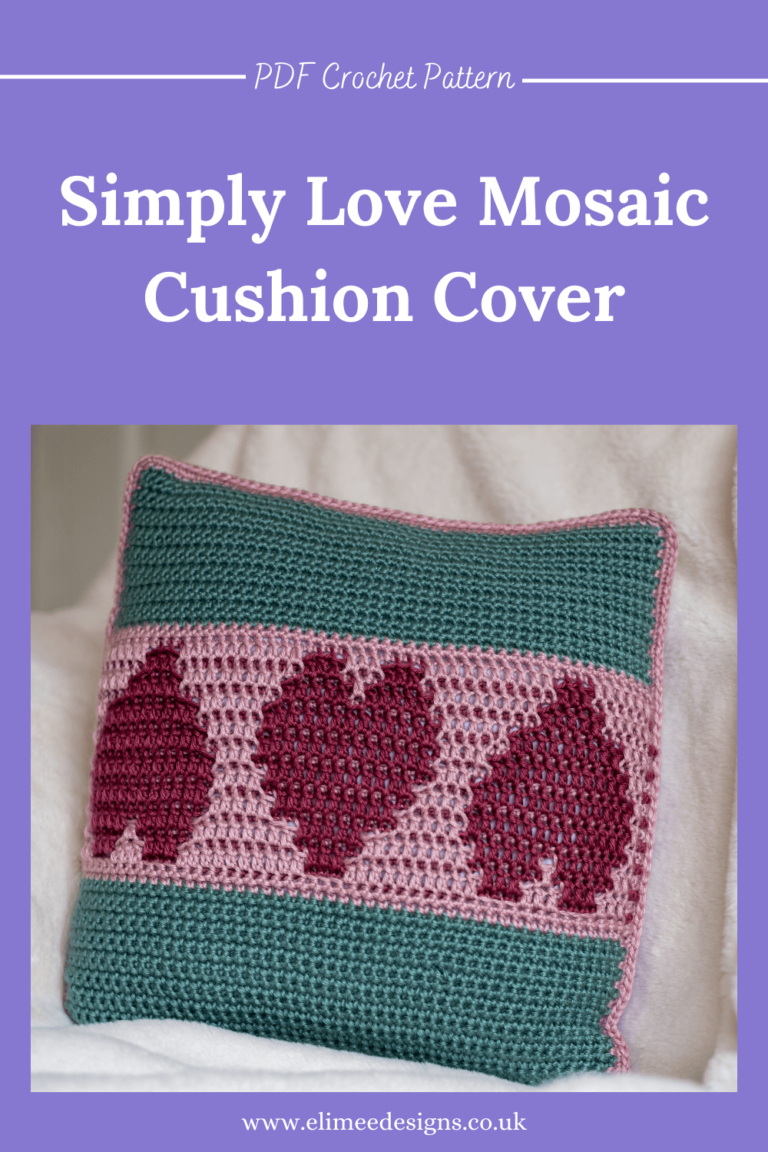 Crochet mosaic heart cushion