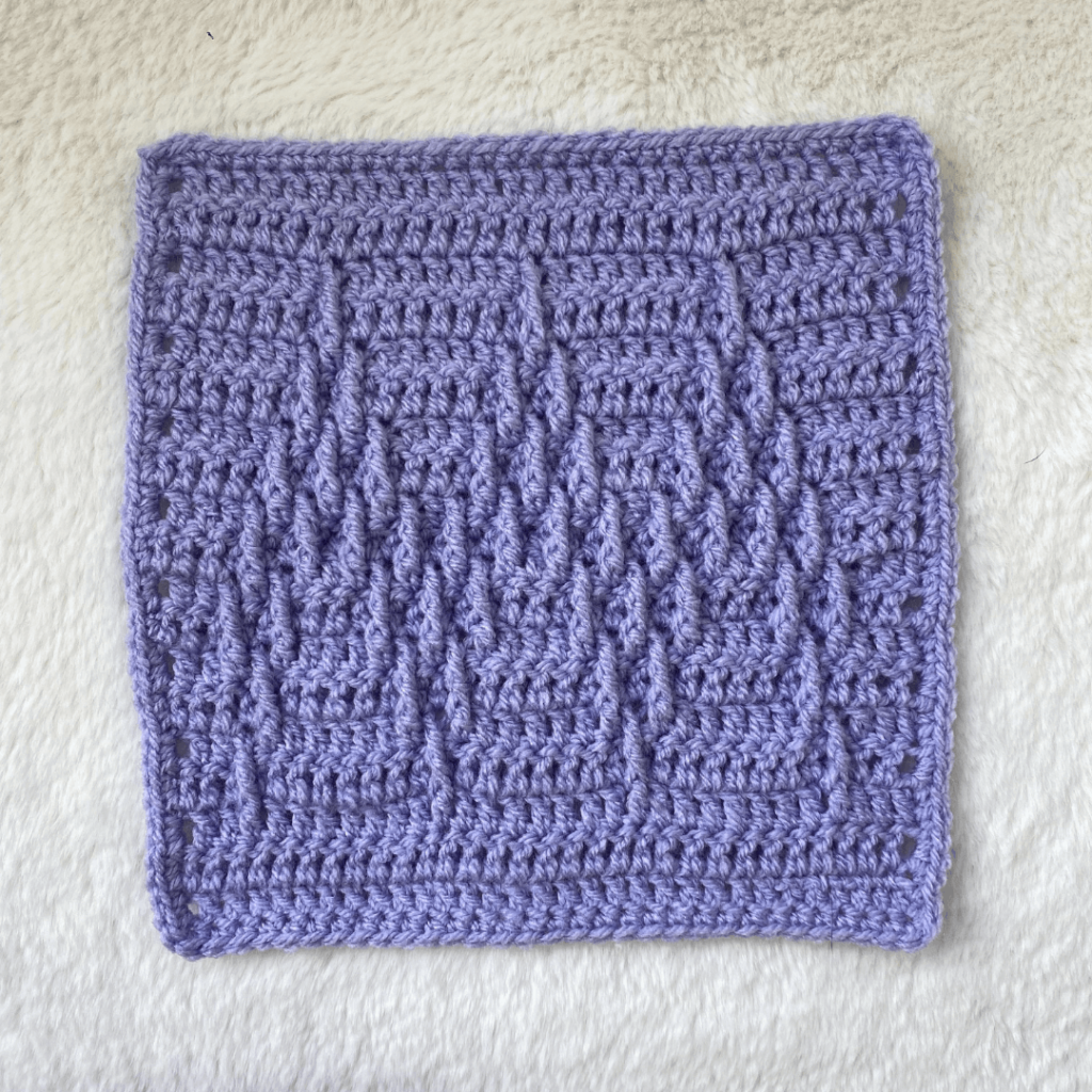 Textured lavender crochet swatch