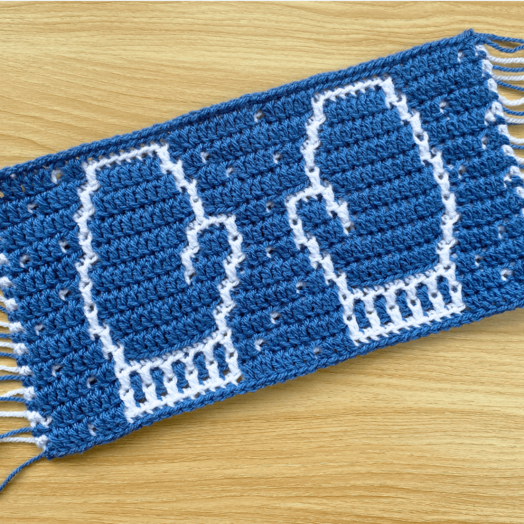 Crochet blue '22' pattern