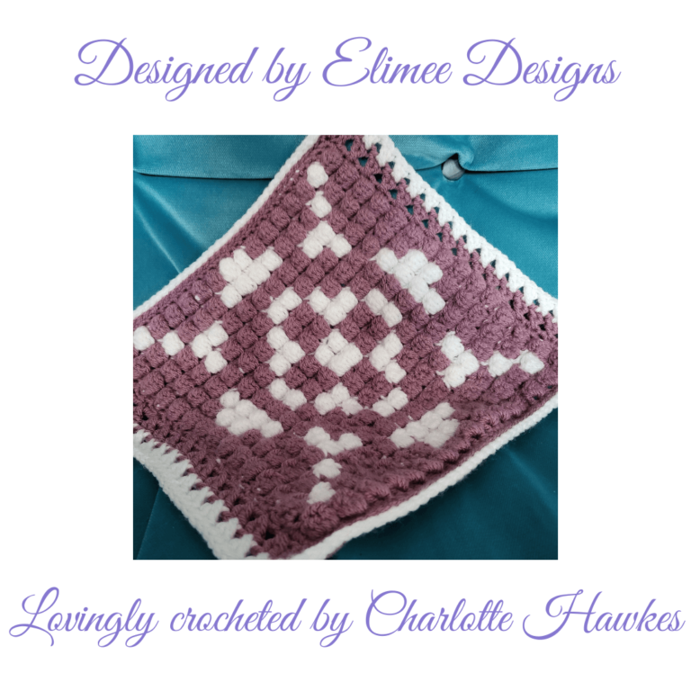 Dusty rose white crochet square