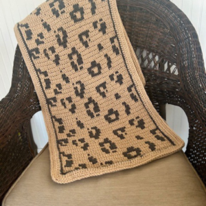 Crocheted leopard print blanket